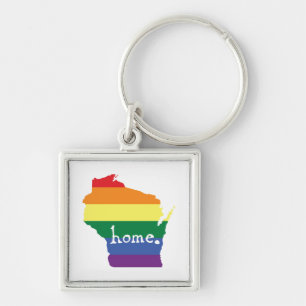 Wisconsin Gay Pride Map of Home Keychain