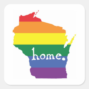 Wisconsin Gay Pride Map of Home Square Sticker