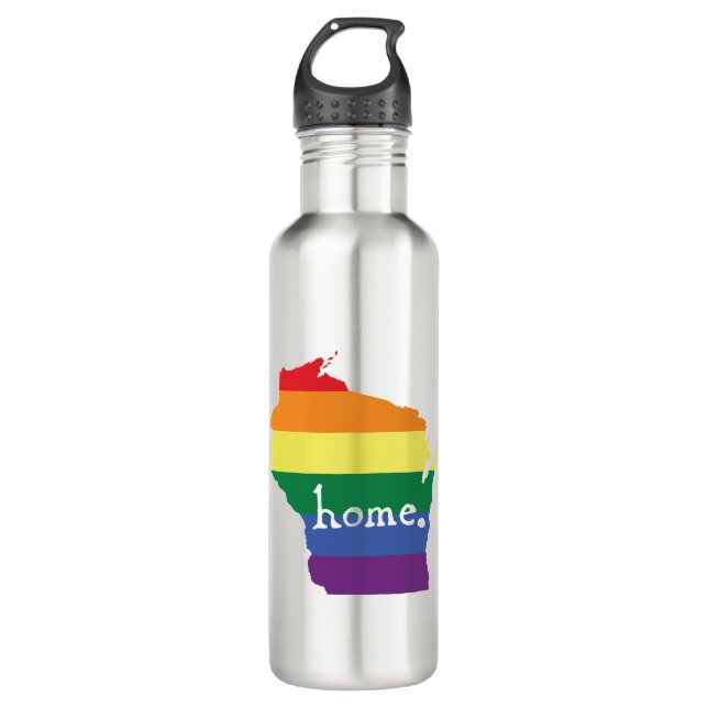 Wisconsin Gay Pride | Map of Home Stainless Steel Water Bottle (Front)