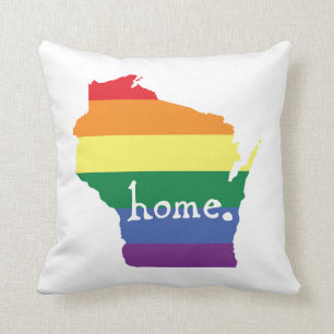 Wisconsin Gay Pride Map of Home Throw Pillow