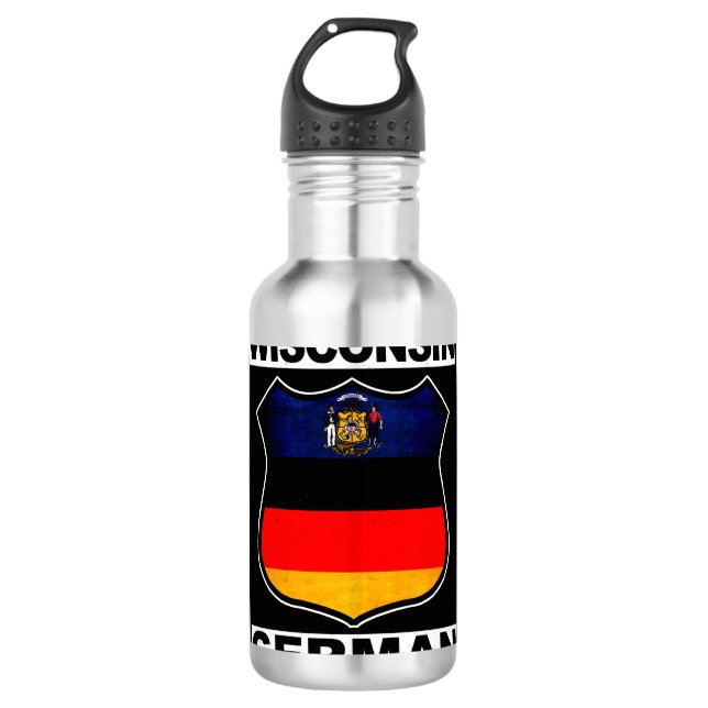 Wisconsin German American Water Bottle (Front)