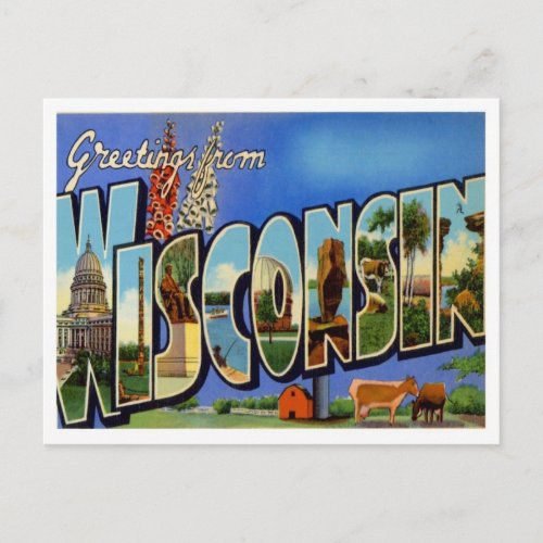 Wisconsin Greetings From US States Postcard