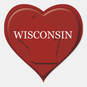 Wisconsin Heart Map Design Sticker