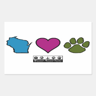 Wisconsin Hearts Animals Rectangular Sticker