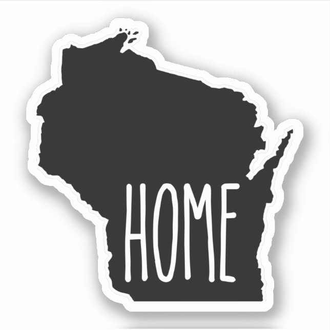 Wisconsin Home Black and White Sticker (Front)