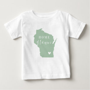 Wisconsin Home Grown   Editable Colors State Map Baby T-Shirt