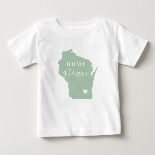 Wisconsin Home Grown  Editable Colors State Map Baby T_Shirt