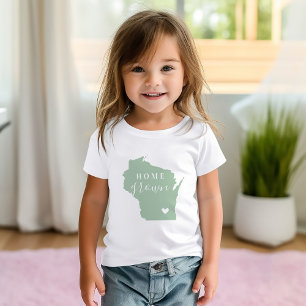 Wisconsin Home Grown Editable Colors State Map Baby T-Shirt