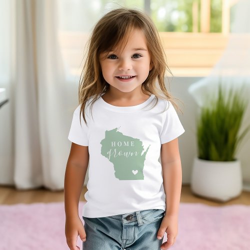 Wisconsin Home Grown  Editable Colors State Map Baby T_Shirt