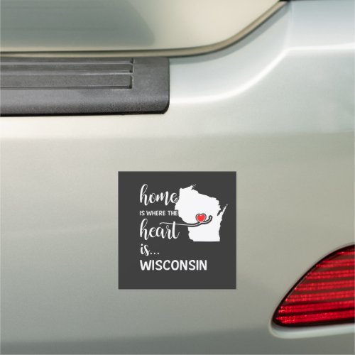 Wisconsin home is where the heart is car magnet