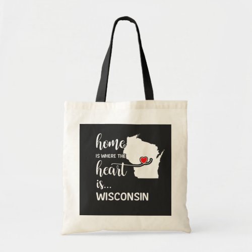 Wisconsin home is where the heart is tote bag