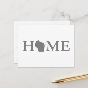 Wisconsin Home State Shaped Letter Gray Word Art Postcard