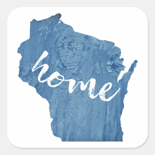 Wisconsin Home Wood Grain Square Sticker (Front)
