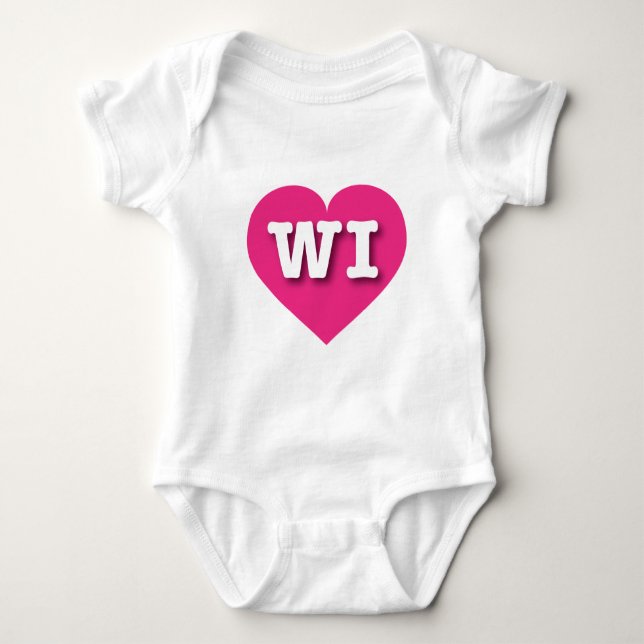 Wisconsin Hot Pink Heart - I love WI Baby Bodysuit (Front)