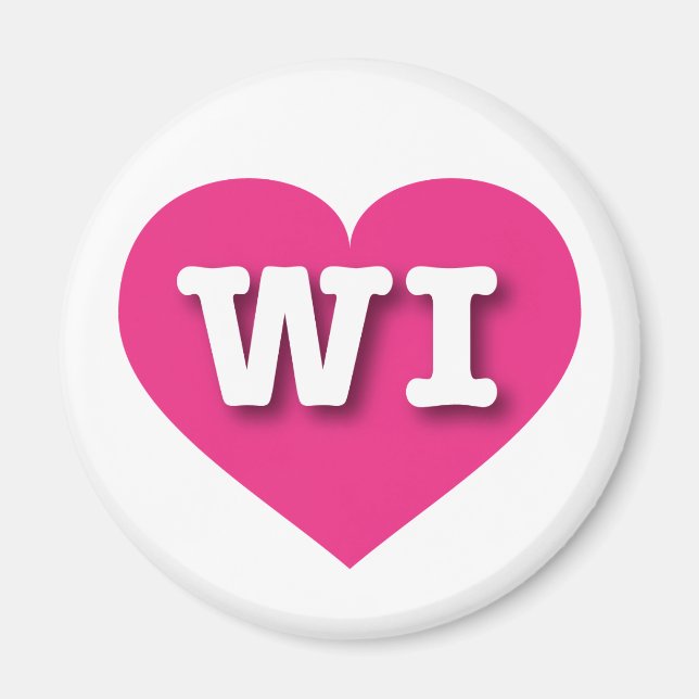 Wisconsin Hot Pink Heart - I love WI Magnet (Front)