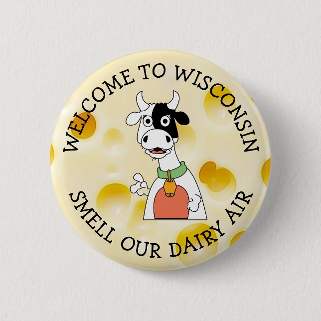 Wisconsin Humor Cheese head Button (Front)