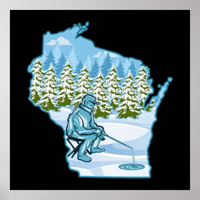 Wisconsin Ice Fishing State Poster (Front)