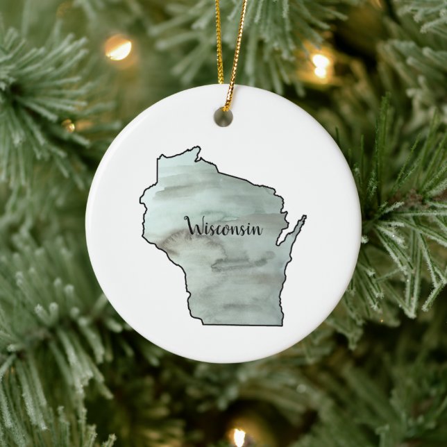 Wisconsin Illustration Painting Ceramic Orname Ceramic Ornament (Tree)