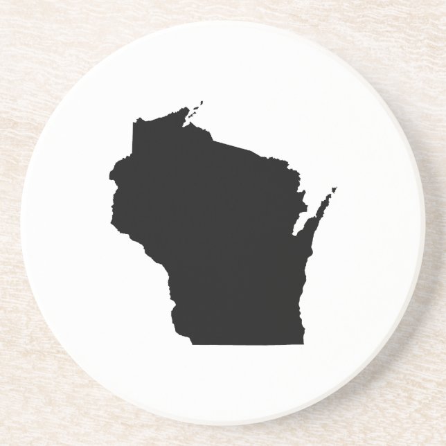 Wisconsin in Black Drink Coaster (Front)