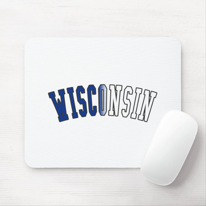 Wisconsin in State Flag Colors Mousepad