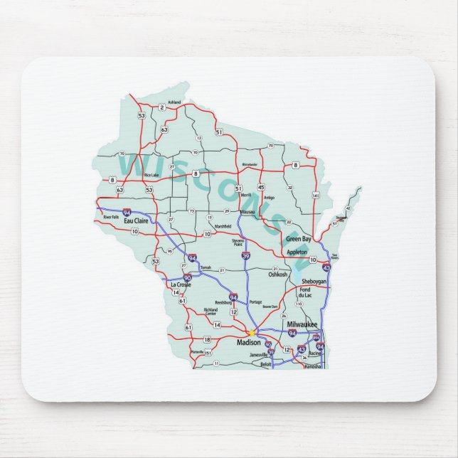 Wisconsin Interstate Map Mousepad (Front)