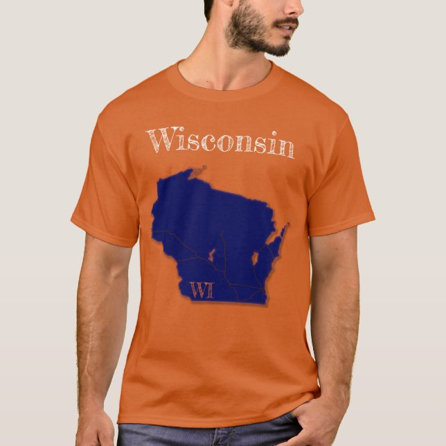 Wisconsin Interstates [Navy Blue Design] T-Shirt (Front)