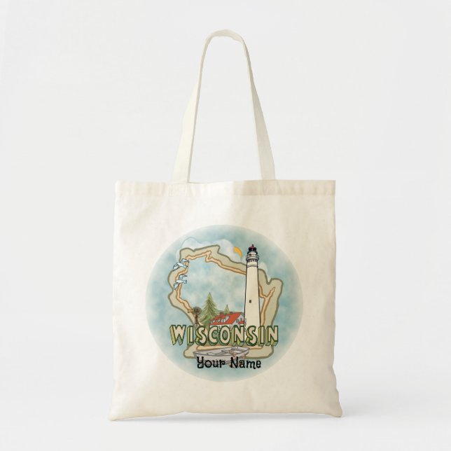 Wisconsin Lighthouse Tote Bag (Front)
