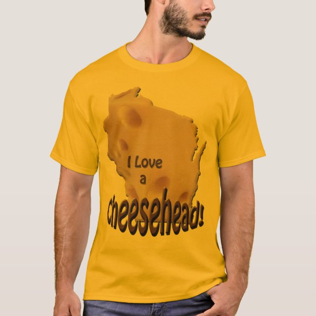 Wisconsin Love a Cheesehead Mens Gold T-shirt (Front)