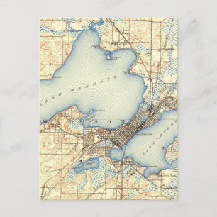 Wisconsin Madison Vintage Map Postcard