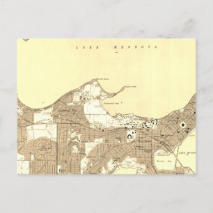 Wisconsin Madison Vintage Retro  Map Postcard