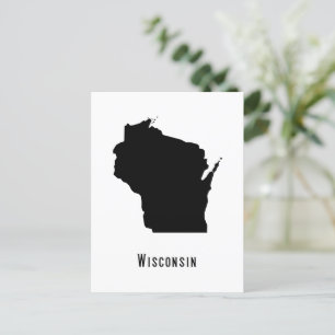 Wisconsin Map - Black and White Modern Wisconsin Postcard