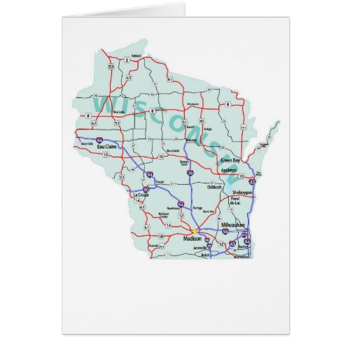 Wisconsin Map Blank Card