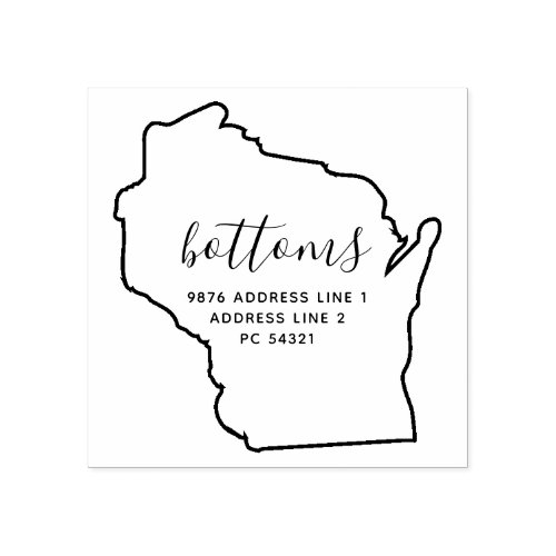 Wisconsin map Family return address Rubber Stamp