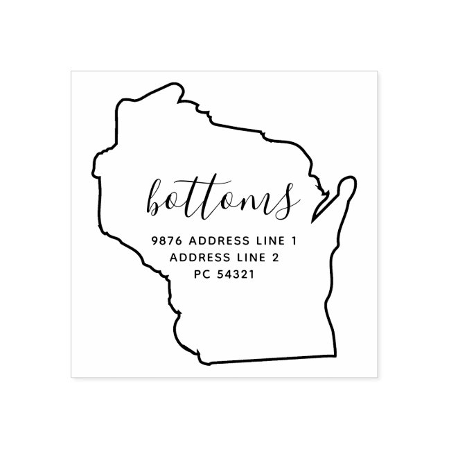 Wisconsin map Family return address Rubber Stamp