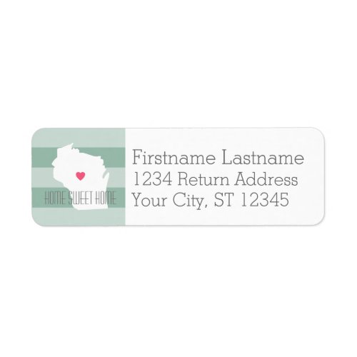 Wisconsin Map Home State Love with Custom Heart Label