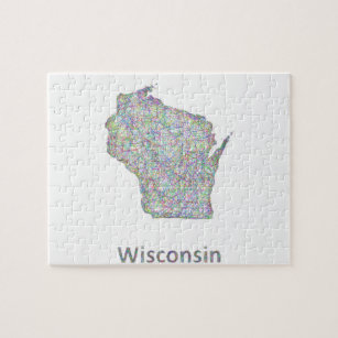 Wisconsin map jigsaw puzzle