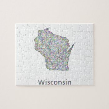 Wisconsin Map Jigsaw Puzzle by ZYDDesign at Zazzle