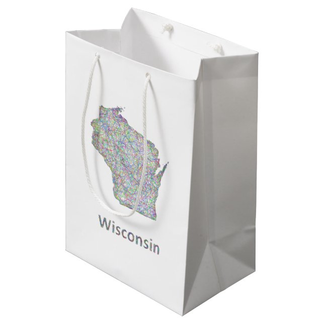 Wisconsin map medium gift bag (Front Angled)