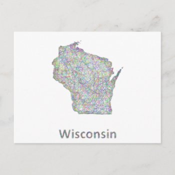 Wisconsin Map Postcard by ZYDDesign at Zazzle