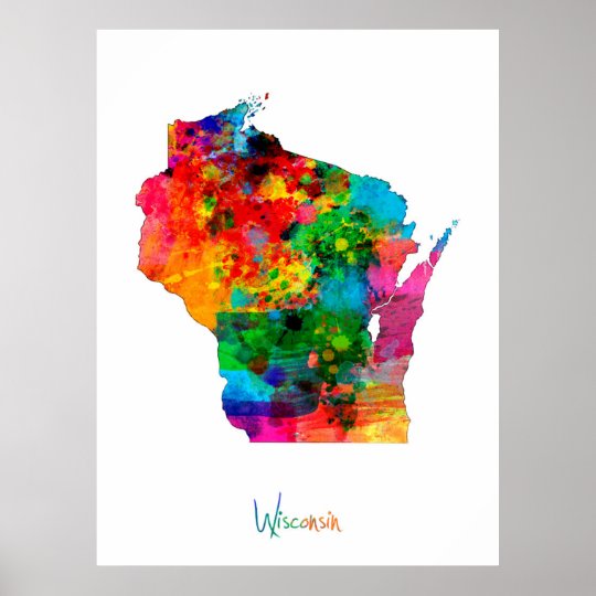 Wisconsin Map Poster | Zazzle.com