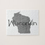 Wisconsin Map Shaped Old Grey Chalkboard Name Jigsaw Puzzle at Zazzle
