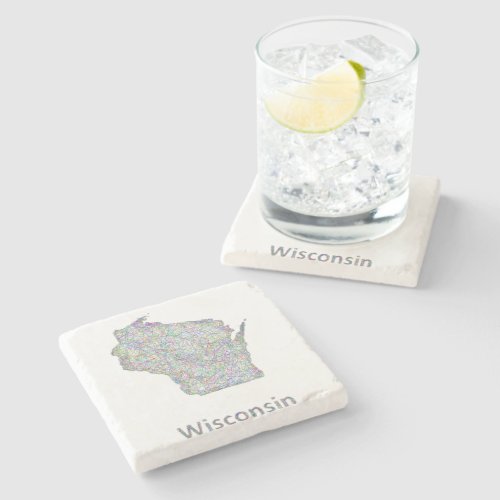 Wisconsin map stone coaster