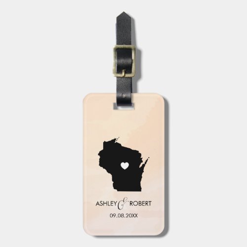 Wisconsin Map Wedding Luggage Tag Custom Gift Luggage Tag