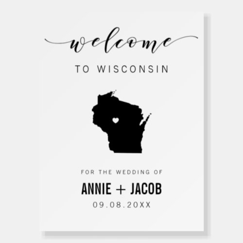 Wisconsin Map Wedding Welcome Sign Foam Board
