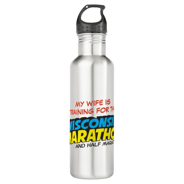 Wisconsin Marathon Training Stainless Steel Water Bottle (Front)