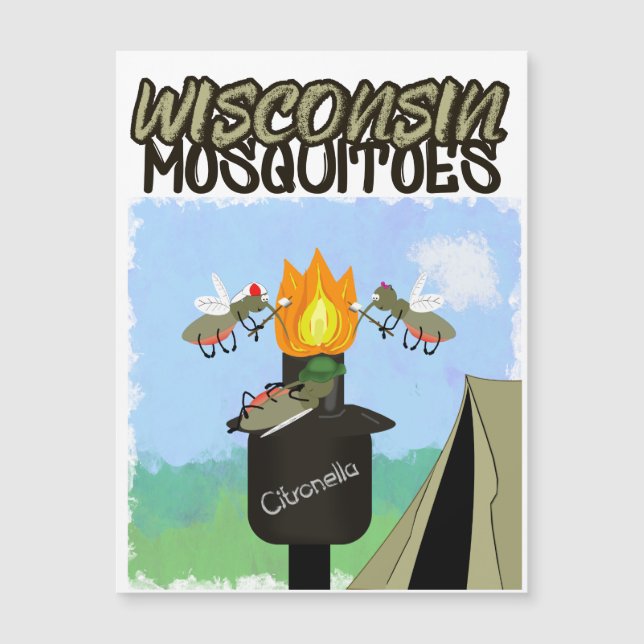 Wisconsin Mosquitoes Cartoon - Camping by Tiki (Front)
