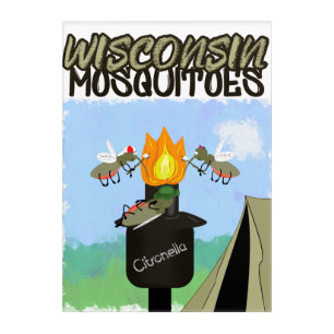 Wisconsin Mosquitoes Cartoon - Camping by Tiki Acrylic Print