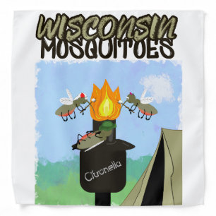Wisconsin Mosquitoes Cartoon - Camping by Tiki Bandana