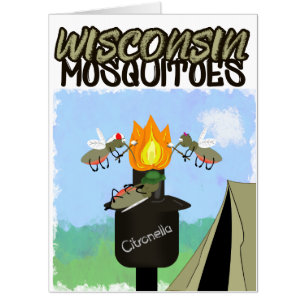 Wisconsin Mosquitoes Cartoon - Camping by Tiki Card