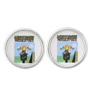 Wisconsin Mosquitoes Cartoon - Camping by Tiki Cufflinks
